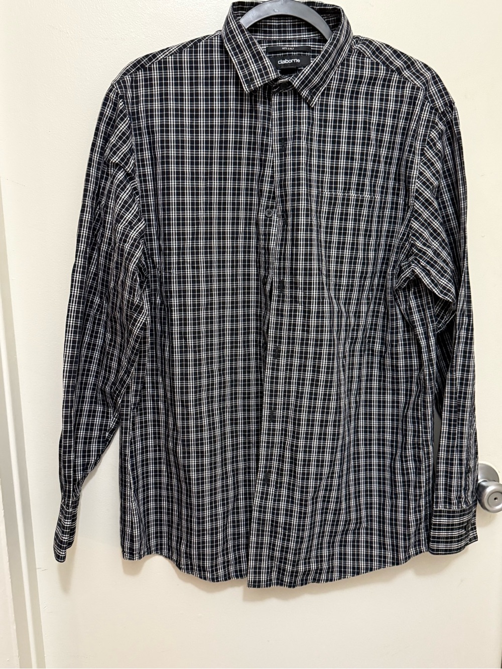 Claiborne Black and White Plaid Button-Down Shirt